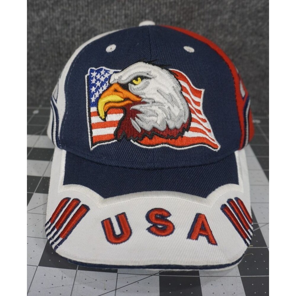 City Hunter USA Eagle American Flag Patriotic Adjustable Ball Cap Hat